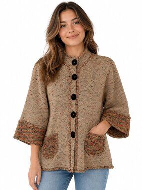 Ball of Cotton Handloomed Linen Cardigan Sweater NWT